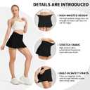 Women's High Stretchy Sports Skirts High Waist and Ruffled Hemline Tennis Skirts for Athletic, Workout and Daily Wear (X-Large, Black)