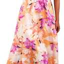 Fashionme Womens Dresses 2026 Maxi Dresses Deep V Neck Elegant Bow Tie Front Cap Sleeve Summer Floral Satin Smocked Dress