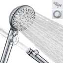 Handheld Shower Heads with ON OFF Switch,Extra Long 79-inch Hose 8 Spray Settings High Pressure Detachable Showerhead,Built-in Power Sprayer to Clean Pets, Adjustable Angle Bracket,Silver