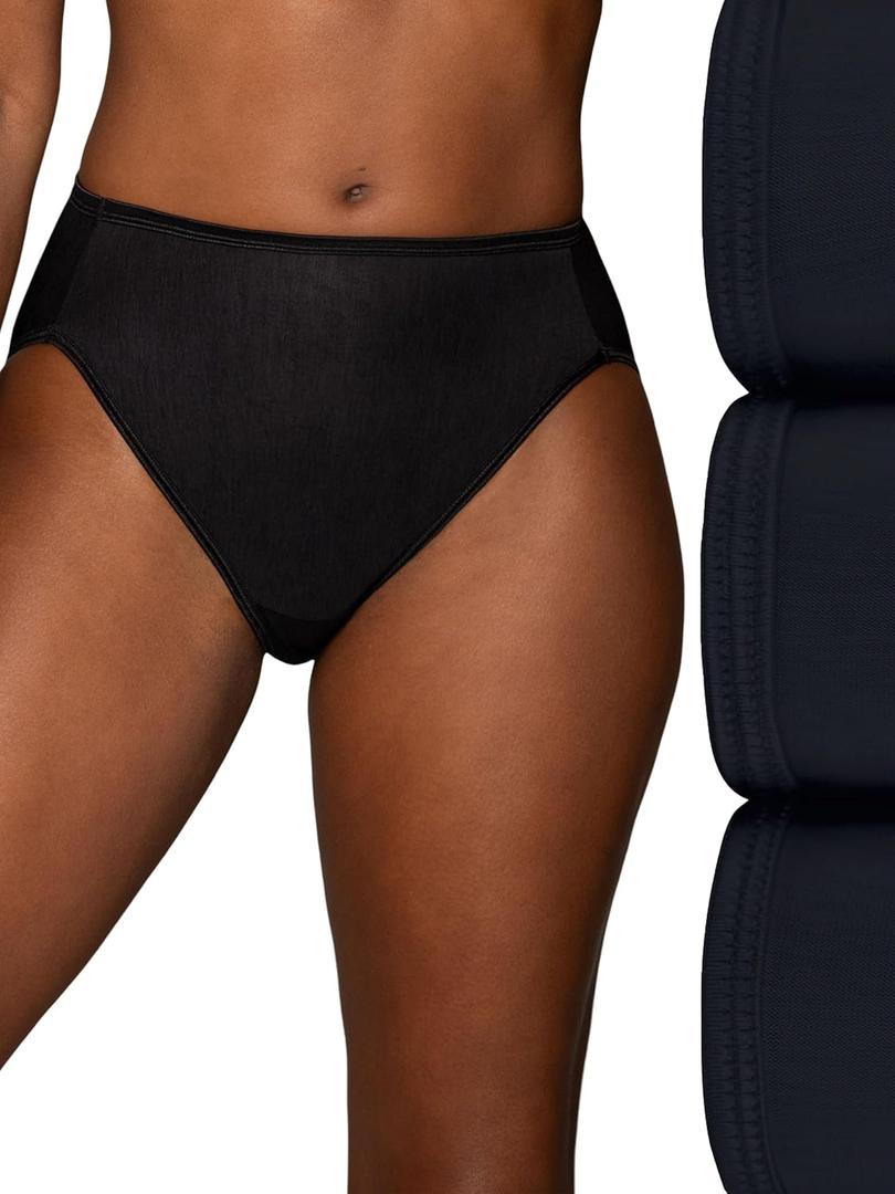 Vanity Fair Women's Illumination Hi Cut Panties, Silky Stretch & Satin Trim (White, S)