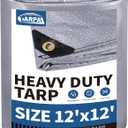 TARPAL 12x12 tarp,Heavy Duty Tarp 14mil Silver Reflective Tarps | Waterproof Tarps With Grommets and Reinforced Edges UV Protection,Tear Resistant for Firewood,RV,Boat,Roof,Car,Camping