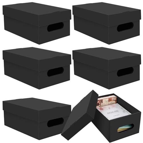 aopule 6PCS Photo Storage Box for 4"x6" Photos,10.2“ x 6.5“ x 4.7“ Picture Box Store and Protect Pictures,Documents Black