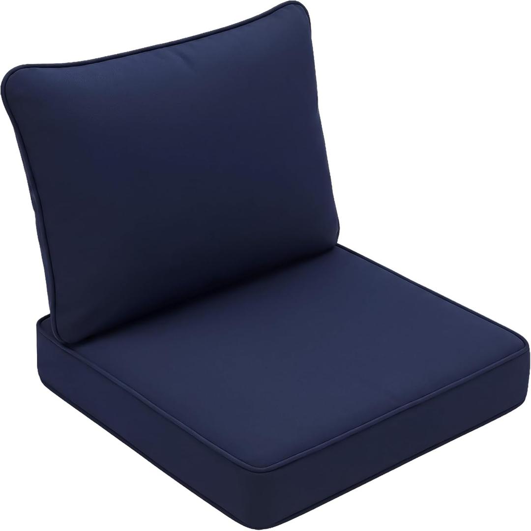 Outdoor Chair Cushions,Waterproof Pation Chair Cushions Set of 2,Patio Furniture Seat Cushion for Couch Sofa,UV & Fade Resistant Cushions with Hidden Zipper (Blue,24x24x4 Inch)