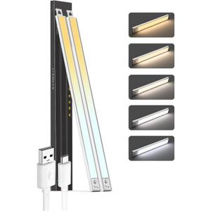 Under Cabinet Lights, 24'' LED Motion Sensor 5CCT Dimmable Lighting, 2500mAh Rechargeable Closet Light Battery Operated Under Counter Light for Kitchen Bedroom Stairs, White with Magnetic, 2Pack (24 Inches, White 5CCT)