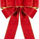 Utehilly 1Pack Large Christmas Bows Velvet Red Bows Holiday Red Christmas Bows Decorations for Wreath Velvet Bows Decor for Christmas Tree Topper, Front Door, Outdoor(14 * 12 inch)