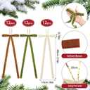 36 Pcs Large Velvet Bows for Christmas Tree 6 X16'', 3/4'' Wide Brown Green Cream Velvet Christmas Bow Ribbon Neutral Xmas Tree Ornament for Holiday Home Decor Wreath Door Garland Rustic Crafts