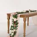 Ling's moment 5FT Burgundy Artificial Flower Garland Dusty Rose Floral Garland Arch Flowers Vine for Wedding Party Backdrop Decor Mantel Home Table Centerpieces Wall Decorations Cream