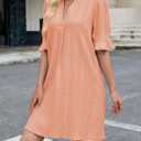 PerZeal Shirts Dress for Women V Neck Short Sleeves Casual Flowy Summer Beach Vacation Shifts