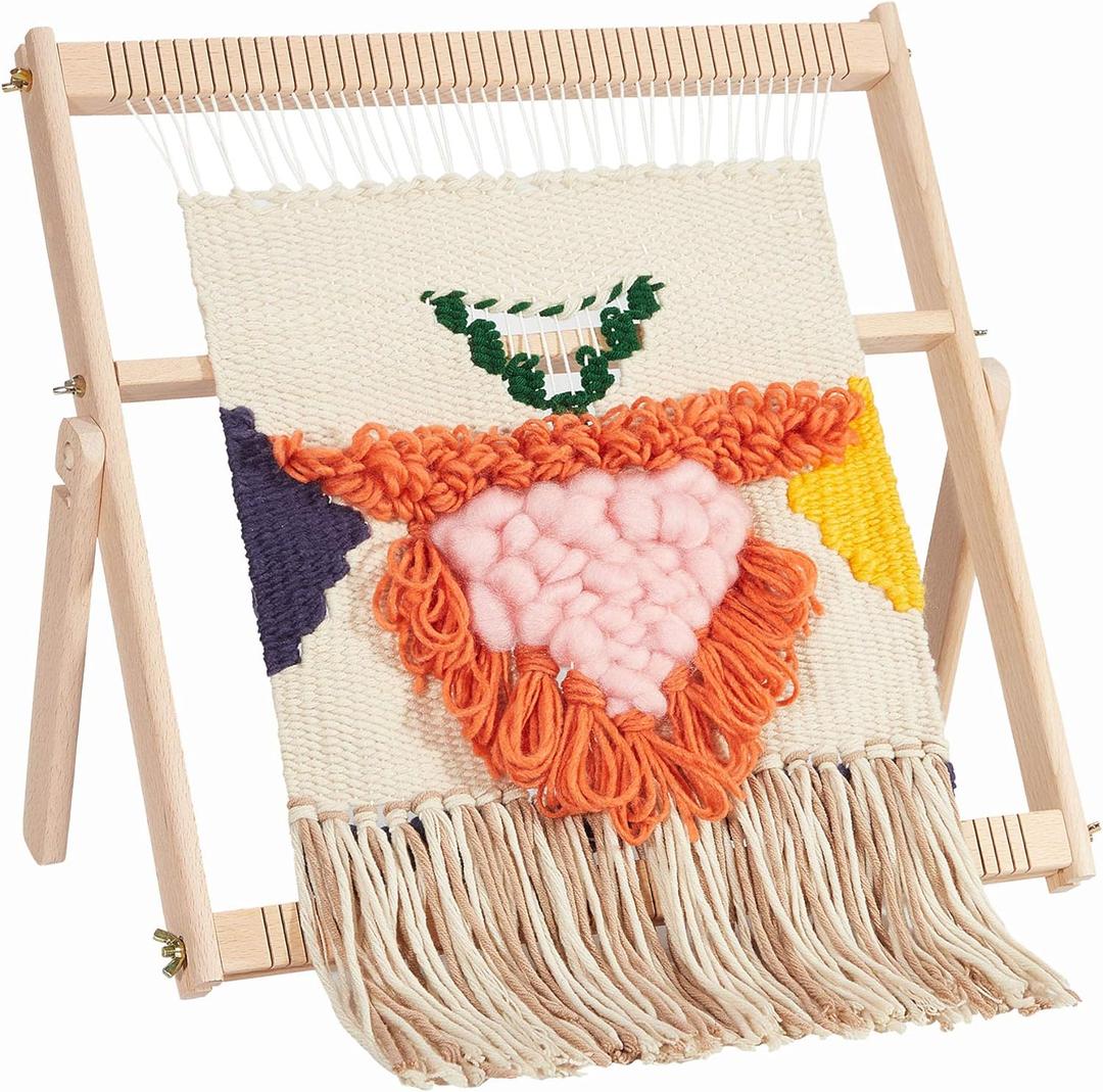 WILLOWDALE Weaving Loom, 16.5" L x 15.7" W Wooden Loom Kit,Tapestry Loom for Creative DIY Weaving Art & Crafts, Ideal for Kids, Beginners, Adults
