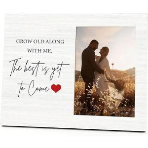 RYSMH Wedding Picture Frame, Couple Wood Photo Frame, Engagement Anniversary Wedding Valentines Day Gifts For Couple Husband Wife, The Best Is Yet To Come World Frame, 10x15cm