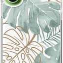 Tropical Monstera Leaves Phone Case Compatible with iPhone 17, Green Gold Leaves Plants Phone Cover, Soft Trendy Design TPU Bumper Cover Case