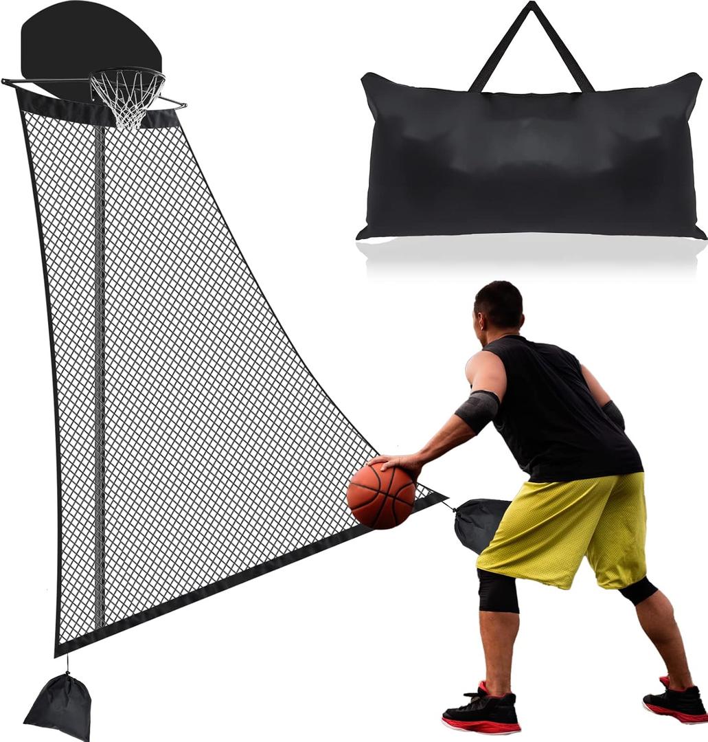 WinnerWhy Basketball Rebounder 120 x 108 x 60 Inch Heavy Duty Basketball Return System Basketball Return Attachment for Hoops Black Training Basketball Rebounder Net for Shooting Practice Hoop Outdoor