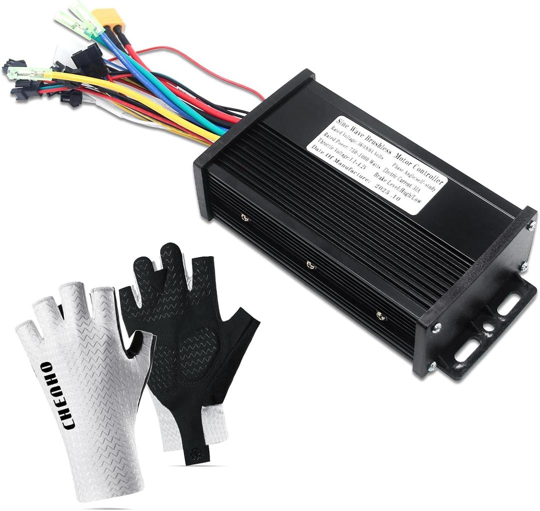Electric Bike Controller 36V/48V/64V 30A 750W/1000W JN Sine Wave Brushless Motor Controller for Ebike Or Scooter Motors for UART No.2 Protocol with Hall-Based Or Sensorless Aluminum Black
