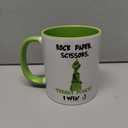Funny Mug Rock Paper Scissors Throat Punch I Win Coffee Mug Gift Coffee Mug Internal And Handle Green 11Oz Mug