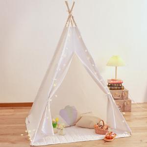 Teepee Play Tent for Kids with Padded Mat & Lights & Carry Case Playhouse for Girls Boys(White)