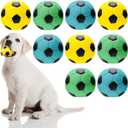 Sumind 9 Pcs Latex Squeaky Dog Toys 2.76 inch Soccer Ball Interactive Fetch Toys Soft Football Puppy Chew Balls for Small Medium and Large Dogs(Yellow, Blue, Green)