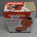 Gourmia Belgian Waffle Maker Compact Design with Upright Storage, Adjustable Browning, and Easy-Clean Nonstick Ceramic Plates, Stainless Steel