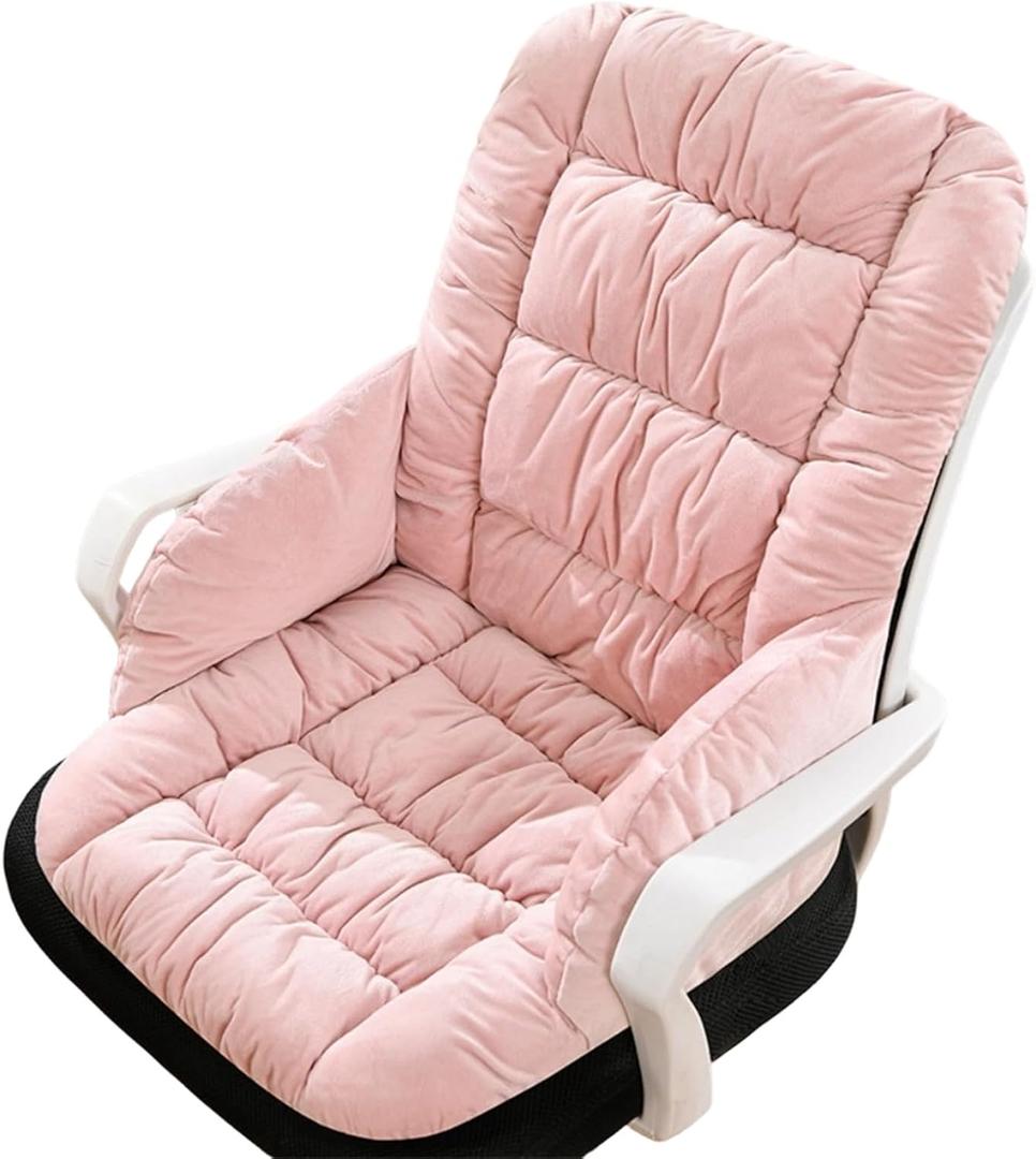 Desk Chair Cushion with High Back Support Office Chair Pad with Non-Slip Bottom Soft Cute Pink Seat Cushion for Office Car Gamer Home Kitchen