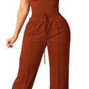 Bluewolfsea Sexy 2 Piece Pants Set for Women Cami Top Wide Leg Pants (XXL)