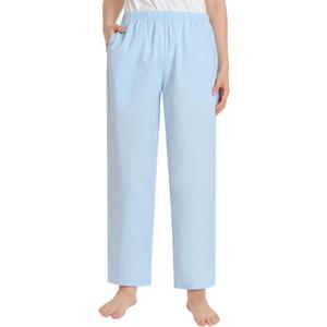 Latuza Women's Petite Pajama Pants Cotton Poplin Sleep Pants (Demin Blue, Medium)