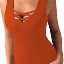 Sarin Mathews Womens Tank Tops Summer Sleeveless Shirts Criss Cross Casual Basic Tee Shirts Tops Blouses (X-Large, Orange)