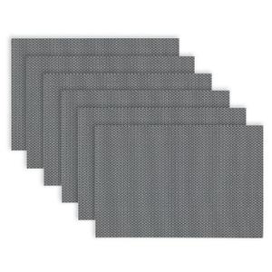 Dainty Home Sparkles Woven Vinyl Reversible Rectangular Placemat Set Of 6 - Silver