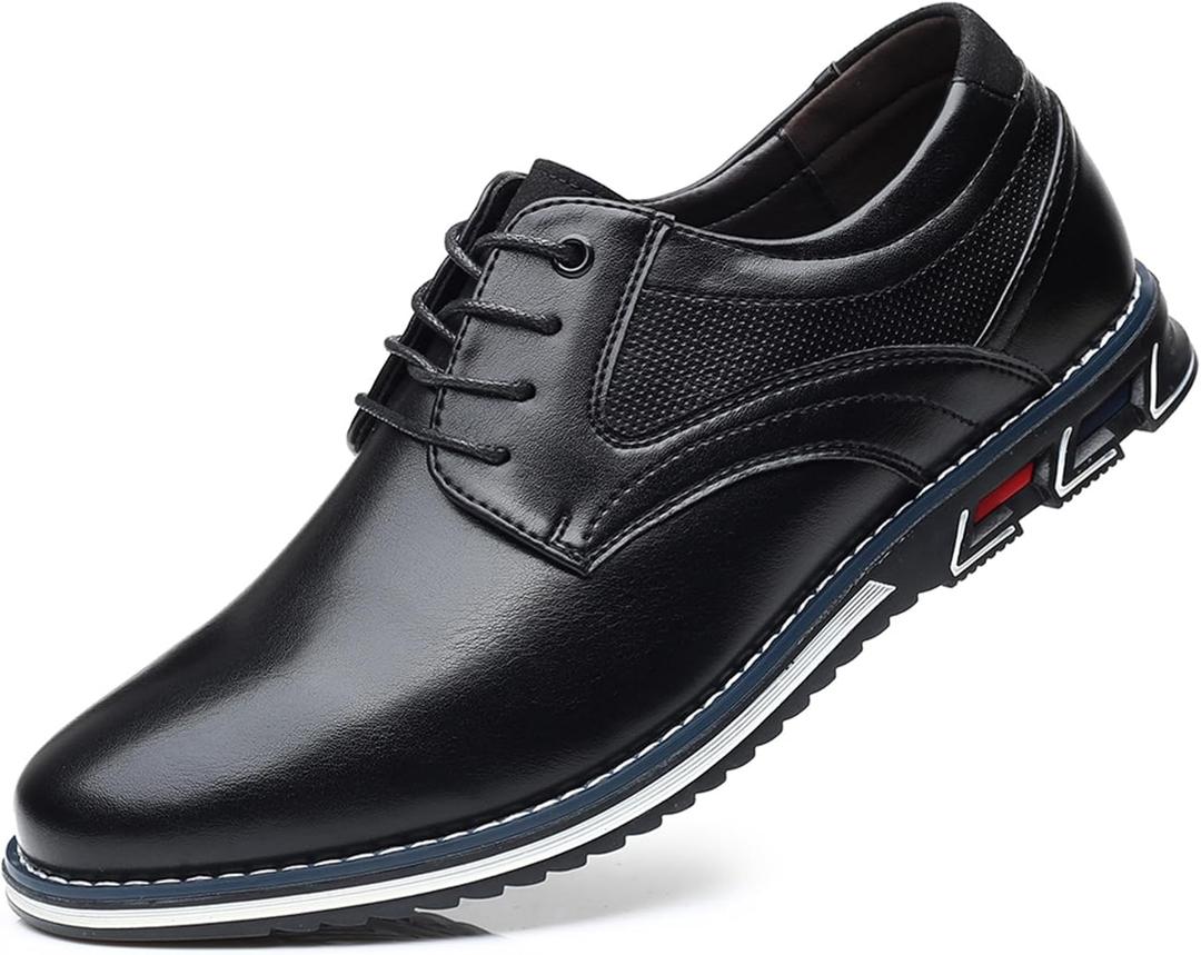 Mens Dress Shoes Casual Business Oxford Derby Orthopedic Leather Shoes Comfortable Walking Shoes Office Loafers Work Flats (44, Black)
