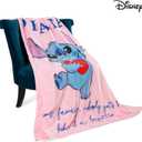 Disney Stitch Throw Blanket Soft Fleece Blanket Bedroom Accessories 59 x 51 (Pink Stitch)
