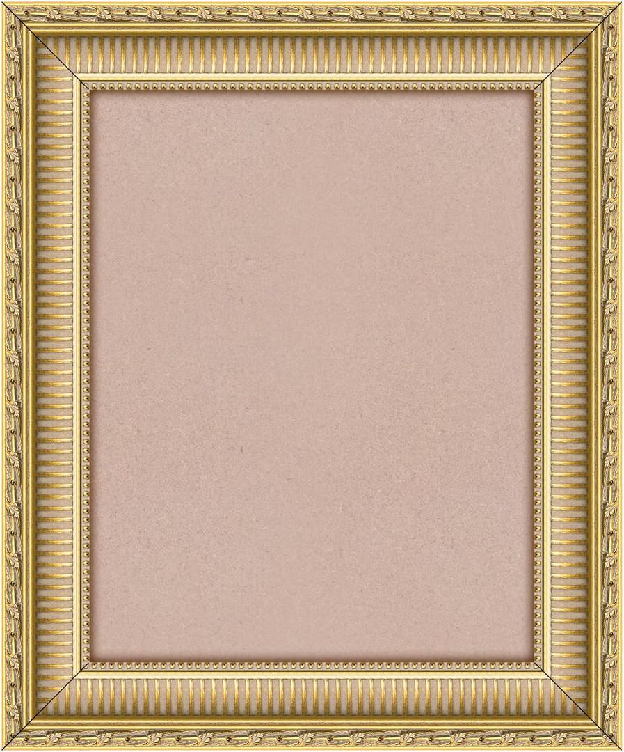 ArtXO 11x14 inch Vintage Gold Picture Frames: Wooden Gallery Wall 11 by 14 Frame for Canvas Painting, Poster, Diploma, Wedding, Family Photo frames for Home Wall Decor