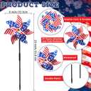 Mindsoft 12 Pcs 22" H 4th of July Pinwheels Patriotic American Flag Pinwheels Red Blue White Stars Stripes Wind Spinner for Outside Independence Day Memorial Day Decorations for Yard Garden Supplies