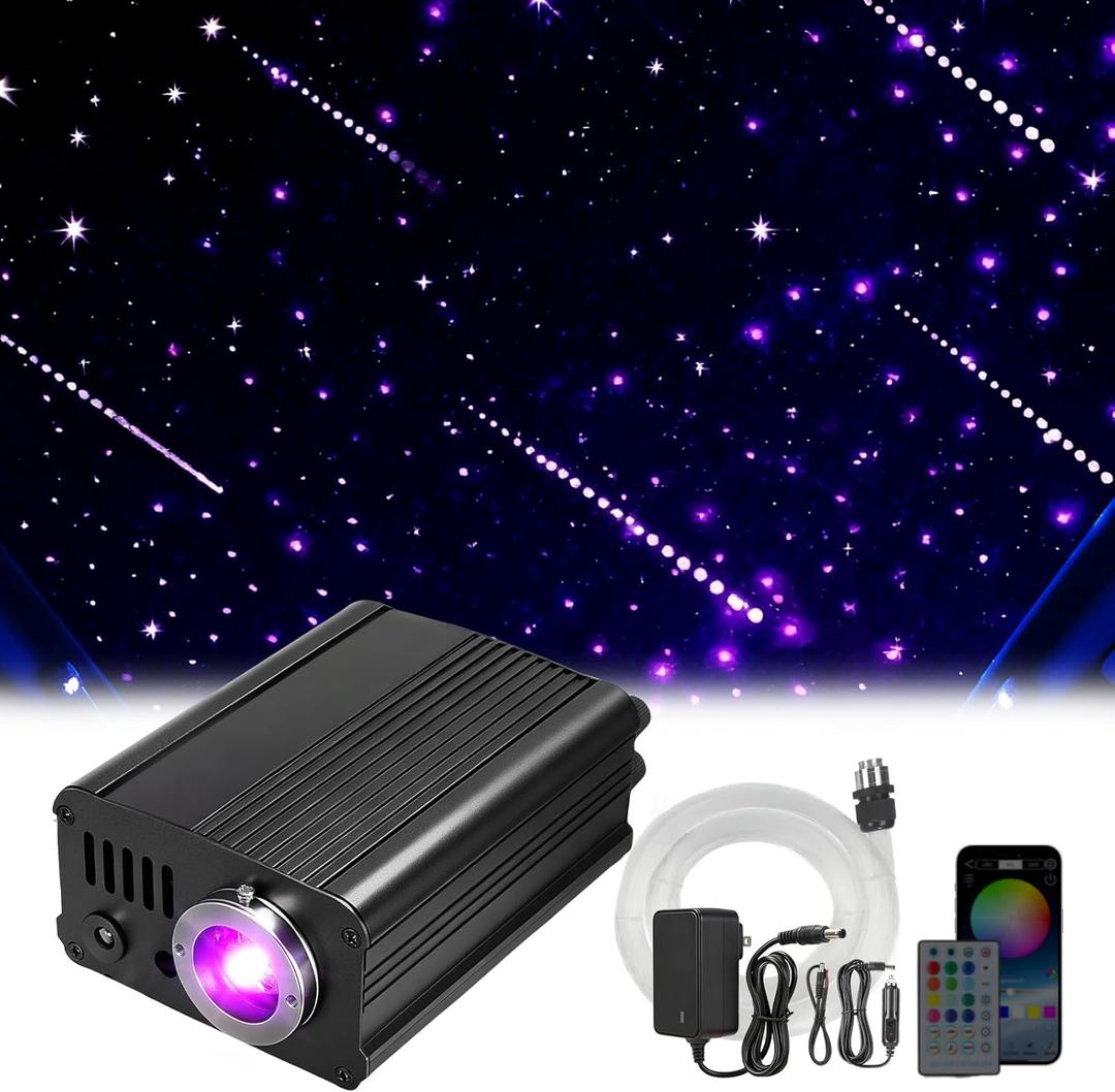 2 in 1 Twinkle & Meteor Starlight Headliner Kit with 200 Shooting Stars, Twinkle Star Lights for Car Decor 750pcs*0.03in*9.8ft/3m, Fiber Optic Star Ceiling Lights for Car Roof Home Ceiling