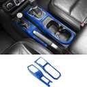 RT-TCZ Center Console Gear Shift Panel Trim Cover 4WD Four Wheel Drive Cup Holder Panel Trim Cover Decoration Interior Accessories for Jeep Wrangler JL JLU & Gladiator JT 2018-2024, Blue