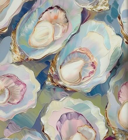 Likjad Blue Coastal Beach Oyster Door Cover Decorations, Pastel Seashell Nautical Doorway Curtains Door Covers Banners Photography Background Backdrop for Beach House Cabin Home Decor, 35 * 79 Inch