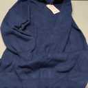 ZESICA Women's 2025 Fall Turtleneck Sweater Dress Oversized Long Lantern Sleeve Casual Knit Pullover Mini Dresses Navy Small