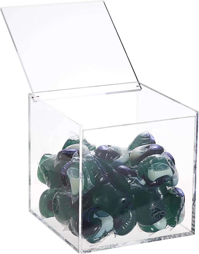 Sumnacon Laundry Pods Container Clear Laundry Containers for Organizing Sturdy Dryer Ball Holder with Lid Acrylic Storage Containers Pratical Dishwasher Pods Container for Laundry Room,Coffee,Office