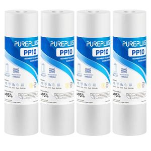 PUREPLUS 5 Micron 10" x 2.5" Whole House Sediment Home Water Filter Cartridge Replacement for Any 10 inch RO Unit, Culligan P5, Aqua-Pure AP110, Dupont WFPFC5002, CFS10, WHKF-G05, 4Pack