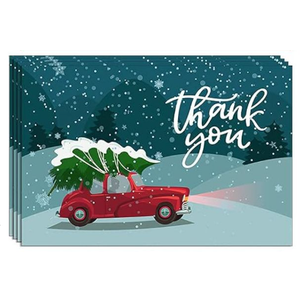 24 Pieces Christmas Thank You Cards Xmas Greeting Cards with Envelopes and Stickers, Christmas Tree Gingerbread Gift Box Holiday Thank You Note Cards Assortment for Xmas Holiday Present, 6 Designs