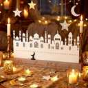 Leinuosen Ramadan Wooden Countdown Calendar Ramadan Mubarak Advent Calendar Eid Islamic Countdown Table Decoration for Muslim Festivities Decoration Gifts(Modern)