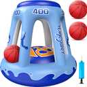 EagleStone Inflatable Pool Basketball Hoop for Kids & Adults, 47" Swimming Floating Basketball Hoop for Pool with 3 Balls, Pump, Summer Outdoor Pool Water Game for Family, Party, Beach & 4th of July