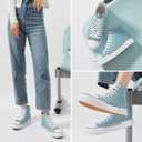 hash bubbie High Top Sneakers for Women Classic High Tops Canvas Shoes Lace up Women's Fashion Sneaker(Turquoise,US8.5W/US6.5M)