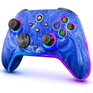 Wireless Switch Controllers for Nintendo Switch/OLED/Lite/Switch 2, 1200mAh Pro Controller with 10 Color LED Lights, Rechargeable Switch Control Gamepad with Vibration, Turbo, Wake Up, 6-Axis Gyro