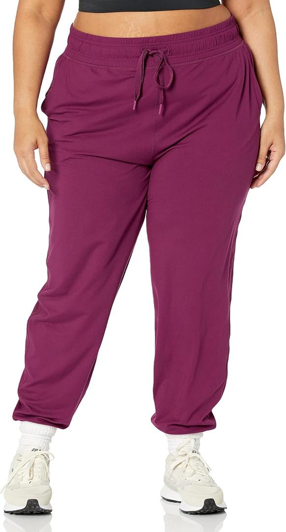 Amazon Essentials Women's Brushed Tech Stretch Jogger Pant - Discontinued Colors (1X, Plum)