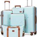 Cosbarn 5 Piece Luggage Sets with Spinner Wheels, Hardshell ABS Suitcase Set with Tsa Lock, Lightweight Hardside Waterproof Travel Suitcases for Men Women, MintGreen (20"/24"/28")