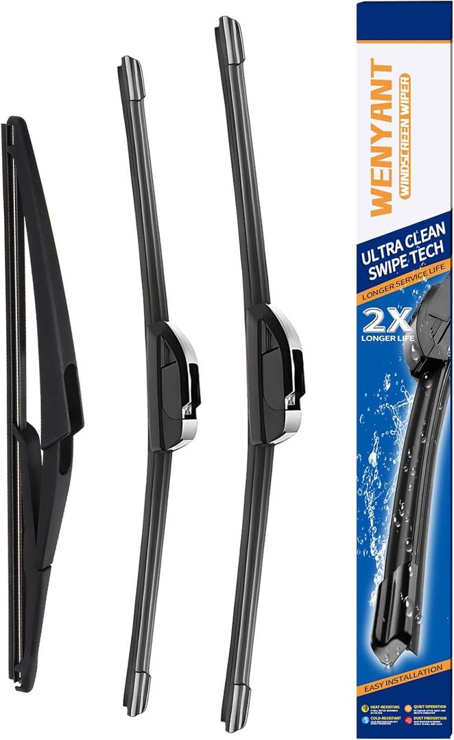 26"/19"/16" Windshield Wipers Compatible with Toyota Prius 2010-2015 Front and Rear Wiper Blades for My Car Automotive Replacement (Set of 3)