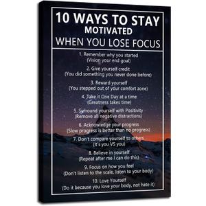 10 Ways to Stay Motivated When You Lose Focus Inspirational Canvas Painting Wall Art for Office Motivational Wall Art Poster Motivational Framed Artwork Prints Picture for Living Room [24''Wx 36''H]