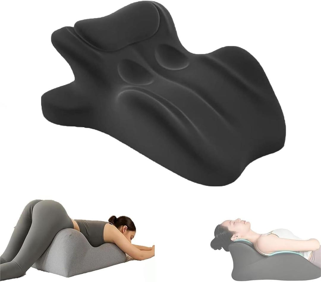 Ergonomic Memory Foam Wedge Pillow, Contoured Support Pillows, 27 Angled Support for Waist and Neck, Multi-Position Support Pillow (Black)