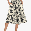 Women's High Waist Midi Skirts Summer Flowy Tiered Skirt with Pockets