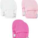 HAPIU Baby No Scratch Mittens Stay On, 100% Cotton Breathable, Adjustable Infant Gloves for Boys Girls, Newborn - 12 M (3-6 Months, Full Blush & roes & cloud)