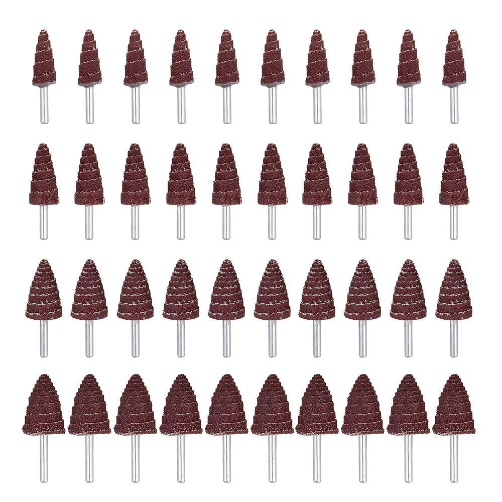 40 Pack 1/4" Shank 80 Grit Cone Shape Abrasive Sandpaper Flap Sanding Wheel Grinding Head Rotary Tool for Grinding and Polishing on Surface and Side Face