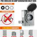 Kanayu Pre-drilled 30 Amp Generator Inlet Box, Nema L5-30p 3-Prong Locking Generator Plug, Outdoor Weatherproof Heavy Duty Power Box with LED Indicator, 125/250 Volts, 7500 Watts, Etl Listed